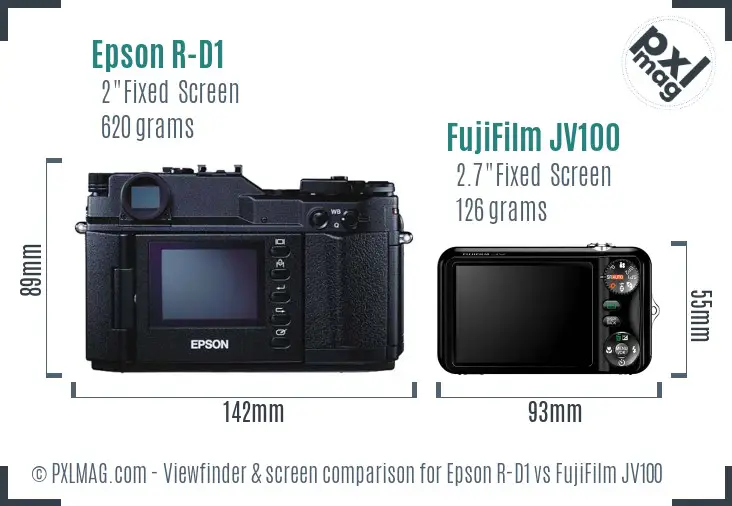 Epson R-D1 vs FujiFilm JV100 Screen and Viewfinder comparison