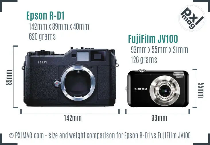 Epson R-D1 vs FujiFilm JV100 size comparison