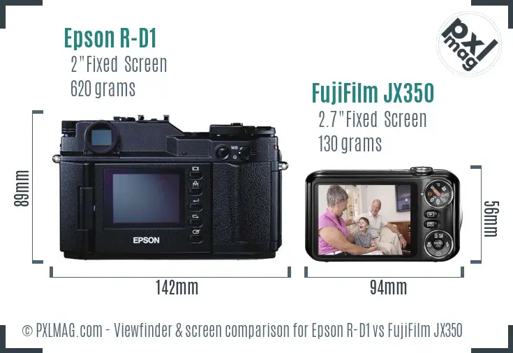 Epson R-D1 vs FujiFilm JX350 Screen and Viewfinder comparison