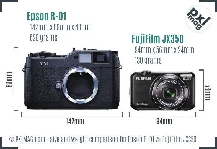 Epson R-D1 vs FujiFilm JX350 size comparison