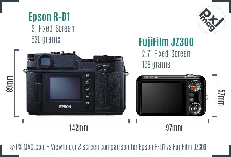 Epson R-D1 vs FujiFilm JZ300 Screen and Viewfinder comparison