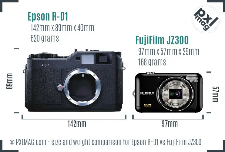 Epson R-D1 vs FujiFilm JZ300 size comparison