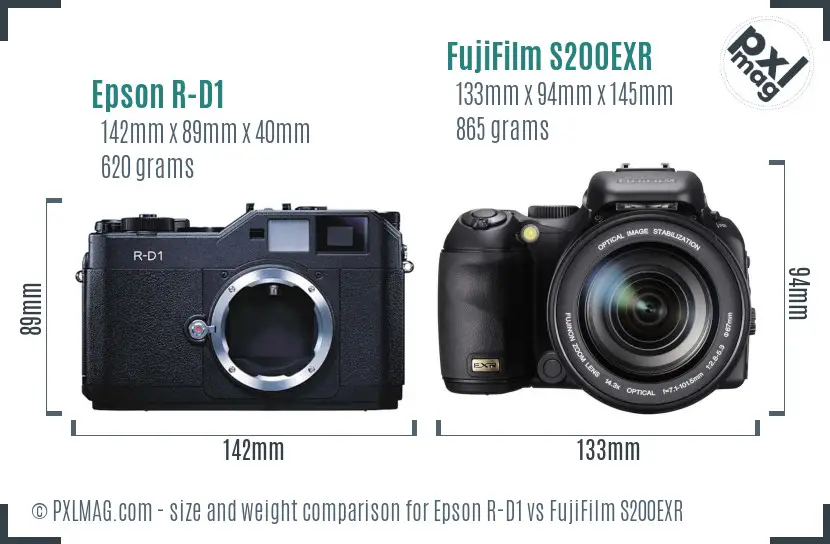 Epson R-D1 vs FujiFilm S200EXR size comparison