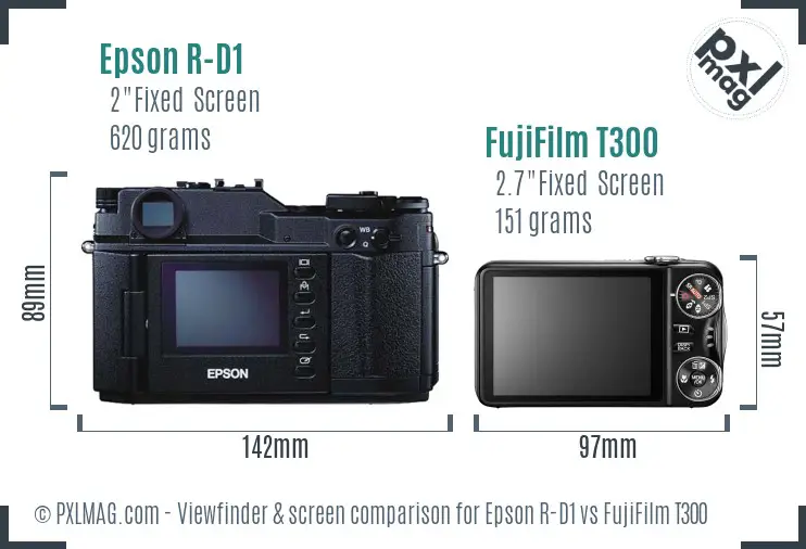 Epson R-D1 vs FujiFilm T300 Screen and Viewfinder comparison