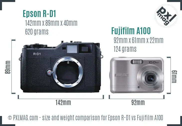 Epson R-D1 vs Fujifilm A100 size comparison Epson R-D1 vs Fujifilm A100 size comparison