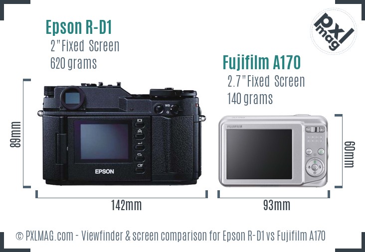 Epson R-D1 vs Fujifilm A170 Screen and Viewfinder comparison