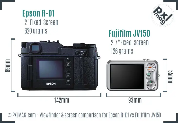 Epson R-D1 vs Fujifilm JV150 Screen and Viewfinder comparison