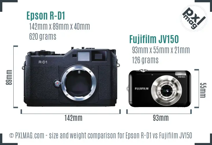 Epson R-D1 vs Fujifilm JV150 size comparison