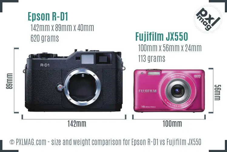 Epson R-D1 vs Fujifilm JX550 size comparison