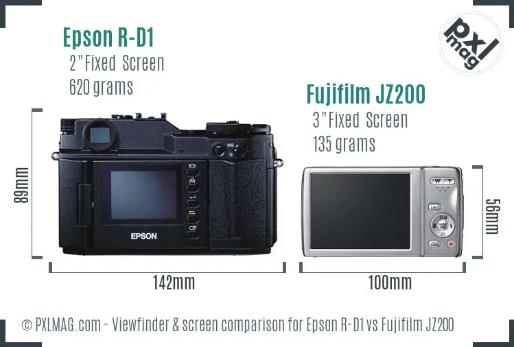 Epson R-D1 vs Fujifilm JZ200 Screen and Viewfinder comparison