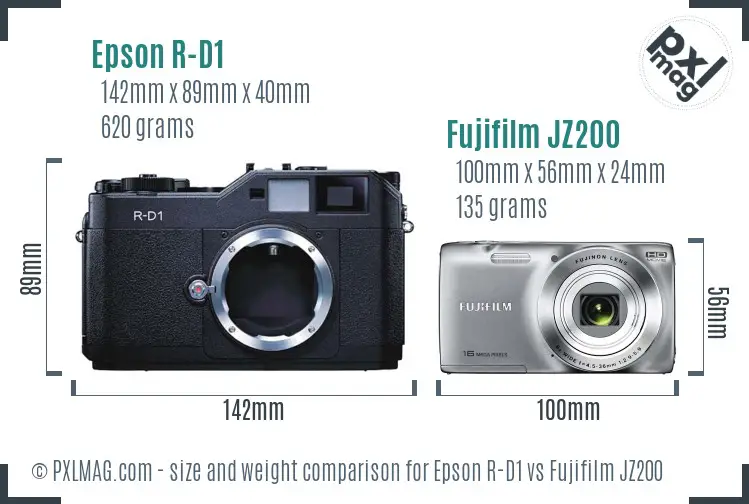 Epson R-D1 vs Fujifilm JZ200 size comparison