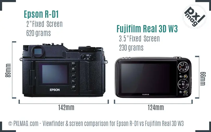 Epson R-D1 vs Fujifilm Real 3D W3 Screen and Viewfinder comparison