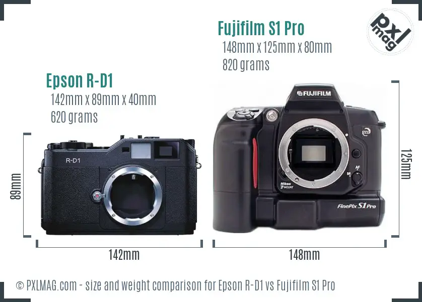 Epson R-D1 vs Fujifilm S1 Pro size comparison