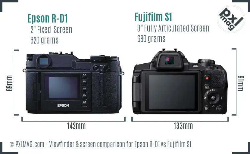 Epson R-D1 vs Fujifilm S1 Screen and Viewfinder comparison