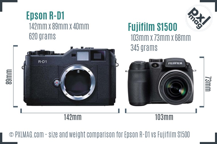 Epson R-D1 vs Fujifilm S1500 size comparison Epson R-D1 vs Fujifilm S1500 size comparison