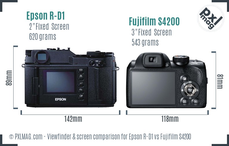 Epson R-D1 vs Fujifilm S4200 Screen and Viewfinder comparison