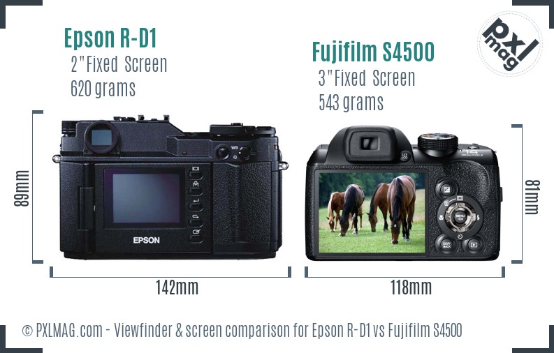 Epson R-D1 vs Fujifilm S4500 Screen and Viewfinder comparison