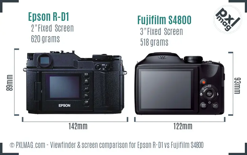 Epson R-D1 vs Fujifilm S4800 Screen and Viewfinder comparison