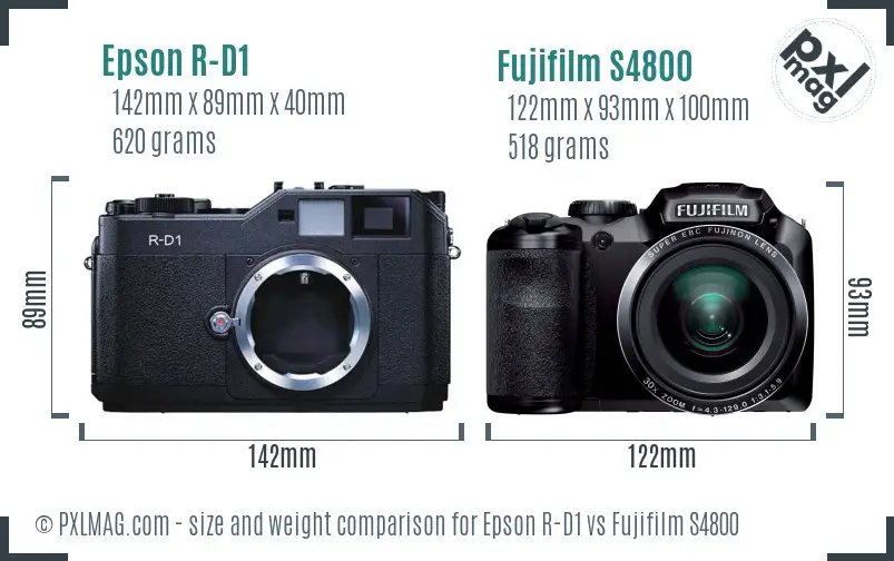 Epson R-D1 vs Fujifilm S4800 size comparison