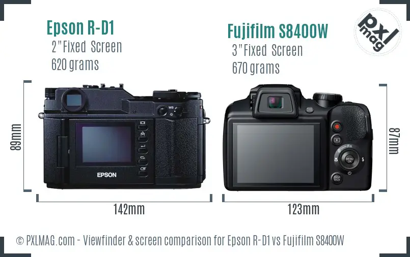 Epson R-D1 vs Fujifilm S8400W Screen and Viewfinder comparison Epson R-D1 vs Fujifilm S8400W Screen and Viewfinder comparison