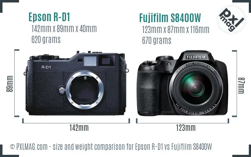 Epson R-D1 vs Fujifilm S8400W size comparison Epson R-D1 vs Fujifilm S8400W size comparison