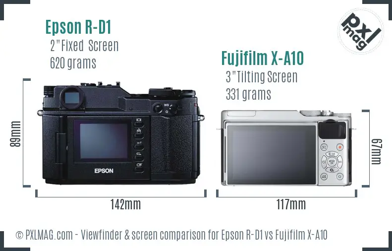 Epson R-D1 vs Fujifilm X-A10 Screen and Viewfinder comparison Epson R-D1 vs Fujifilm X-A10 Screen and Viewfinder comparison