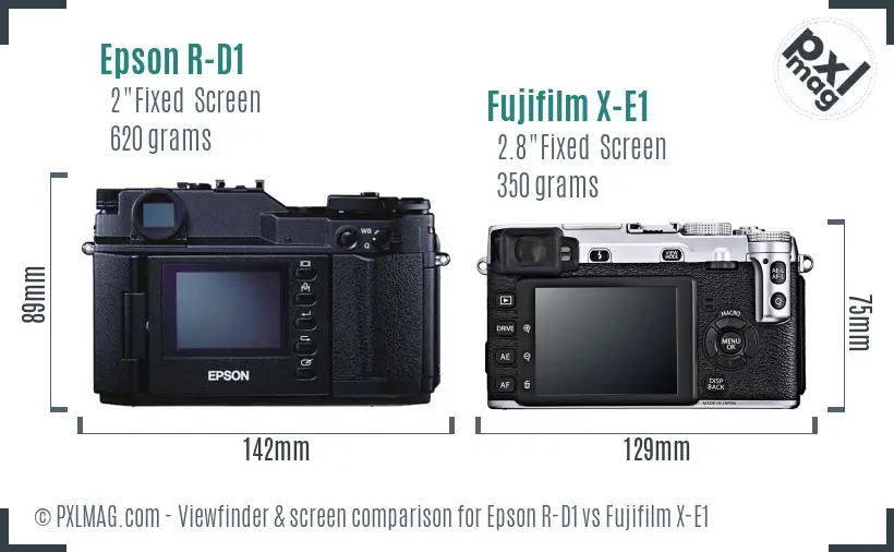 Epson R-D1 vs Fujifilm X-E1 Screen and Viewfinder comparison