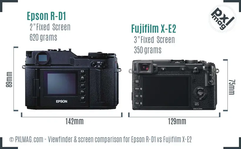 Epson R-D1 vs Fujifilm X-E2 Screen and Viewfinder comparison