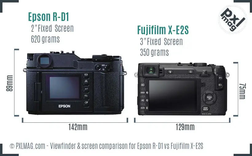 Epson R-D1 vs Fujifilm X-E2S Screen and Viewfinder comparison