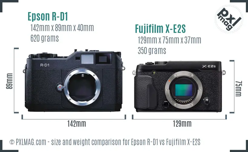 Epson R-D1 vs Fujifilm X-E2S size comparison