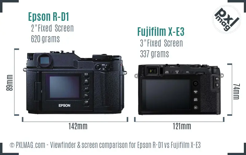 Epson R-D1 vs Fujifilm X-E3 Screen and Viewfinder comparison