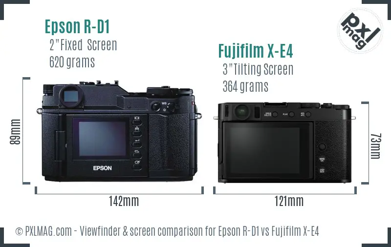 Epson R-D1 vs Fujifilm X-E4 Screen and Viewfinder comparison
