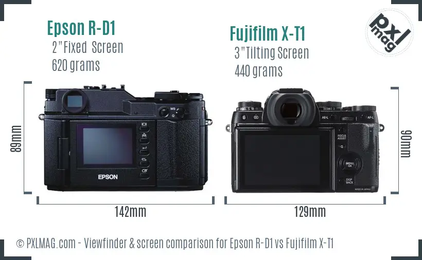 Epson R-D1 vs Fujifilm X-T1 Screen and Viewfinder comparison