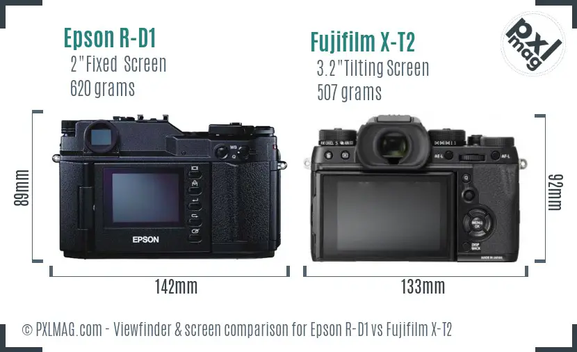 Epson R-D1 vs Fujifilm X-T2 Screen and Viewfinder comparison
