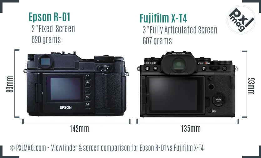 Epson R-D1 vs Fujifilm X-T4 Screen and Viewfinder comparison