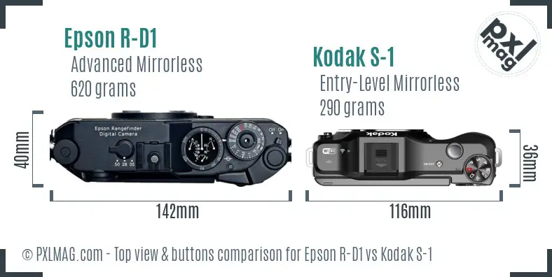 Epson R-D1 vs Kodak S-1 top view buttons comparison