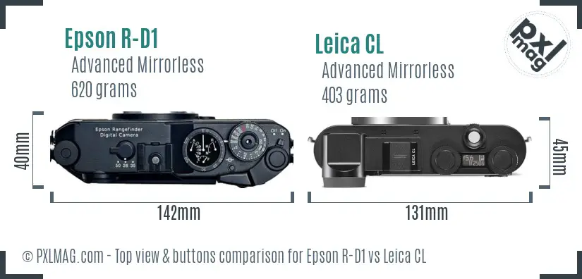 Epson R-D1 vs Leica CL top view buttons comparison