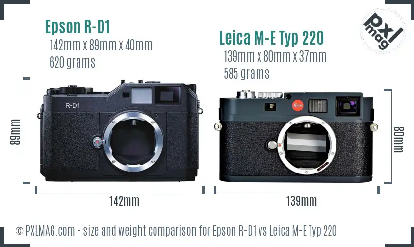 Epson R-D1 vs Leica M-E Typ 220 size comparison