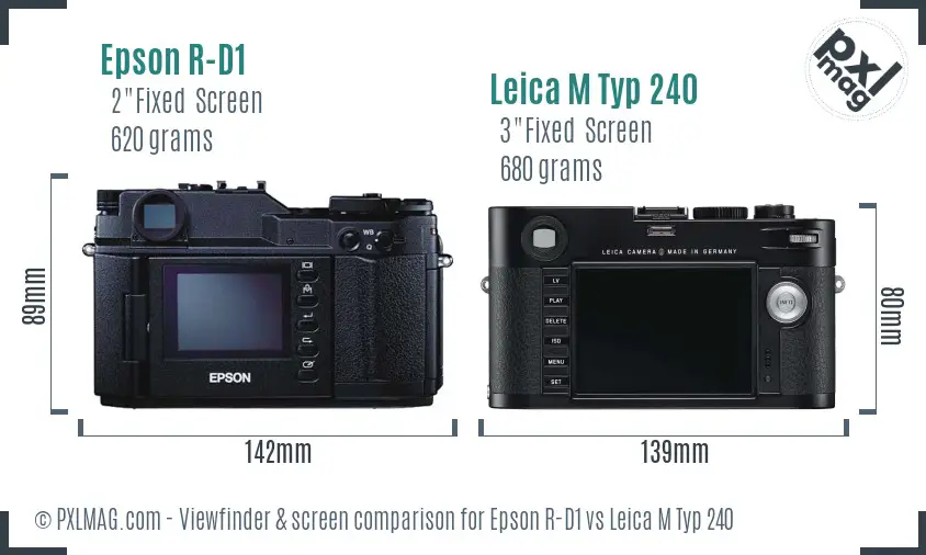 Epson R-D1 vs Leica M Typ 240 Screen and Viewfinder comparison