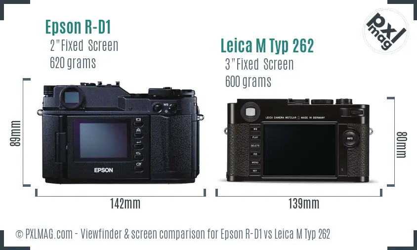 Epson R-D1 vs Leica M Typ 262 Screen and Viewfinder comparison