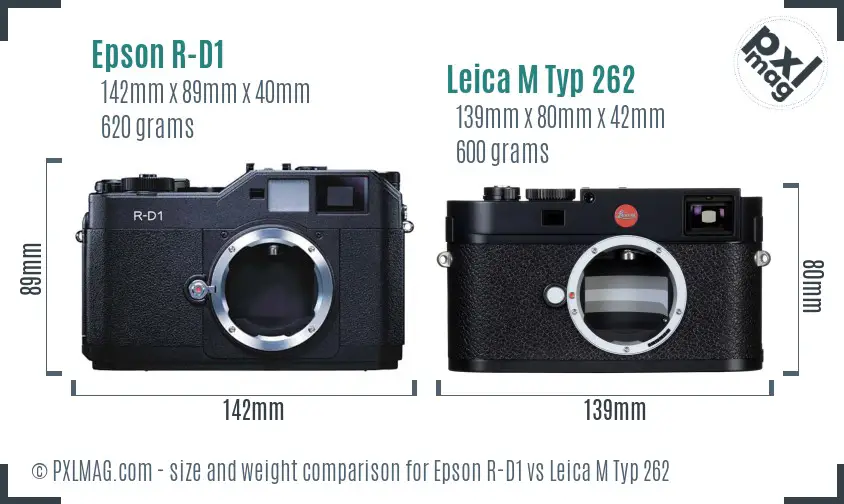 Epson R-D1 vs Leica M Typ 262 size comparison
