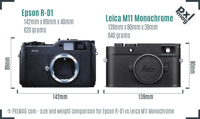 Epson R-D1 vs Leica M11 Monochrome size comparison Epson R-D1 vs Leica M11 Monochrome size comparison