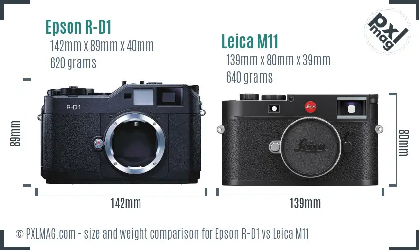 Epson R-D1 vs Leica M11 size comparison Epson R-D1 vs Leica M11 size comparison