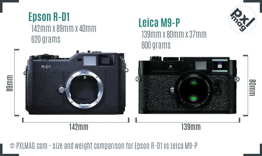 Epson R-D1 vs Leica M9-P size comparison