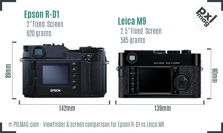 Epson R-D1 vs Leica M9 Screen and Viewfinder comparison