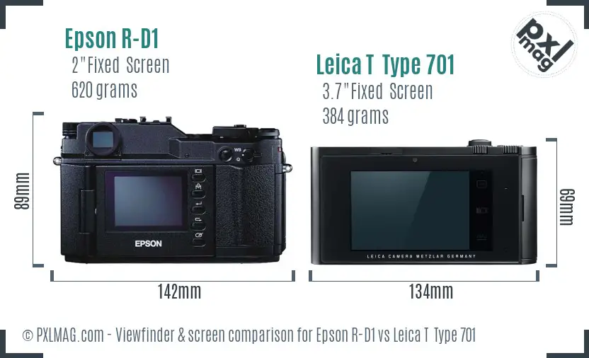 Epson R-D1 vs Leica T  Type 701 Screen and Viewfinder comparison