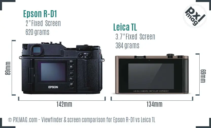 Epson R-D1 vs Leica TL Screen and Viewfinder comparison