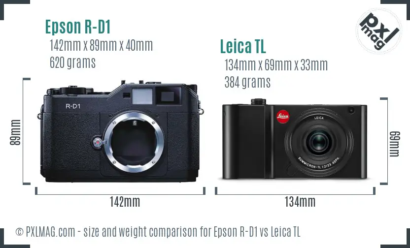 Epson R-D1 vs Leica TL size comparison