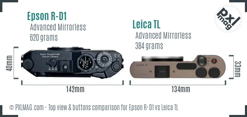 Epson R-D1 vs Leica TL top view buttons comparison