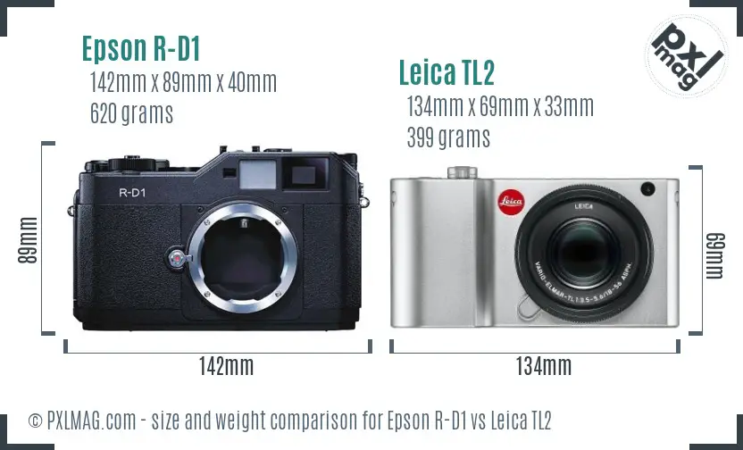 Epson R-D1 vs Leica TL2 size comparison